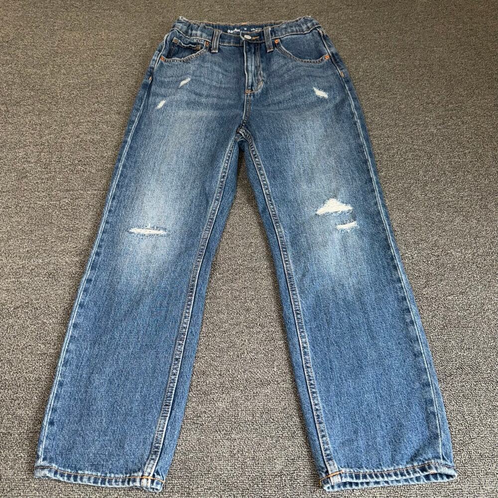 Old‎ Navy High-Rise Slouchy Straight Jeans Girls Youth 12 Medium Wash Streetwear